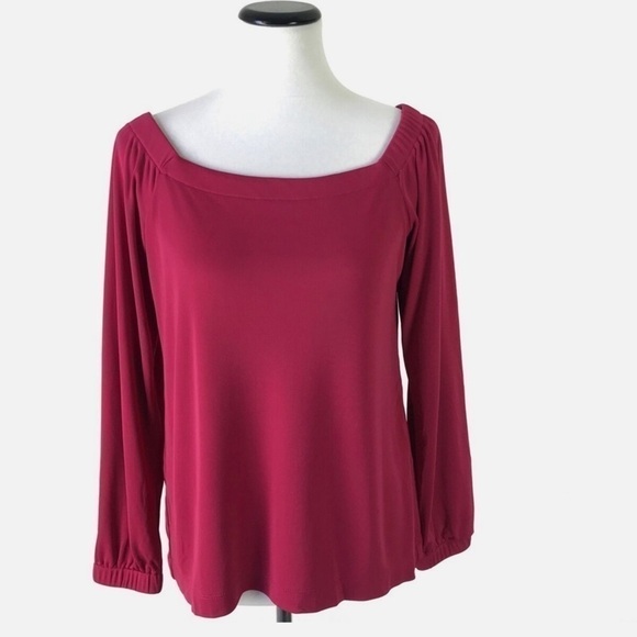 White House Black Market Tops - White House Black Market Red Knit Off The Shoulder Blouse